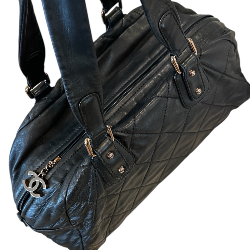 CHANEL CC CHARM LAMBSKIN BOWLER BAG